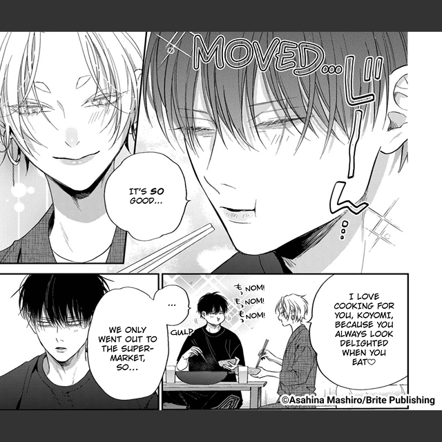 That would be cooking. Seeing Koyomi eat his food so happily gives him a great sense of accomplishment.